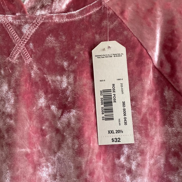 Arizona Pullover Hoodie Girl’s 20 PLUS Pink Faux Crushed Velvet - Picture 3 of 5